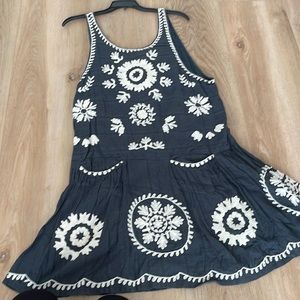 Free People Aida Embroidered Slip Purple Tunic Dress Summer Boho Sz.S